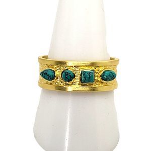 Shaanti 14 karat yg Plated 925 Sterling Silver Turquoise Band Ring Size 10